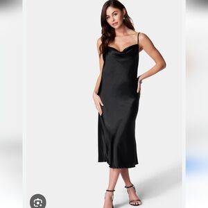 Bebe Black Cowl Neck Midi Dress Size Small